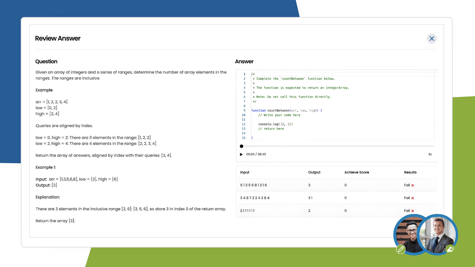 Code evaluation dashboard