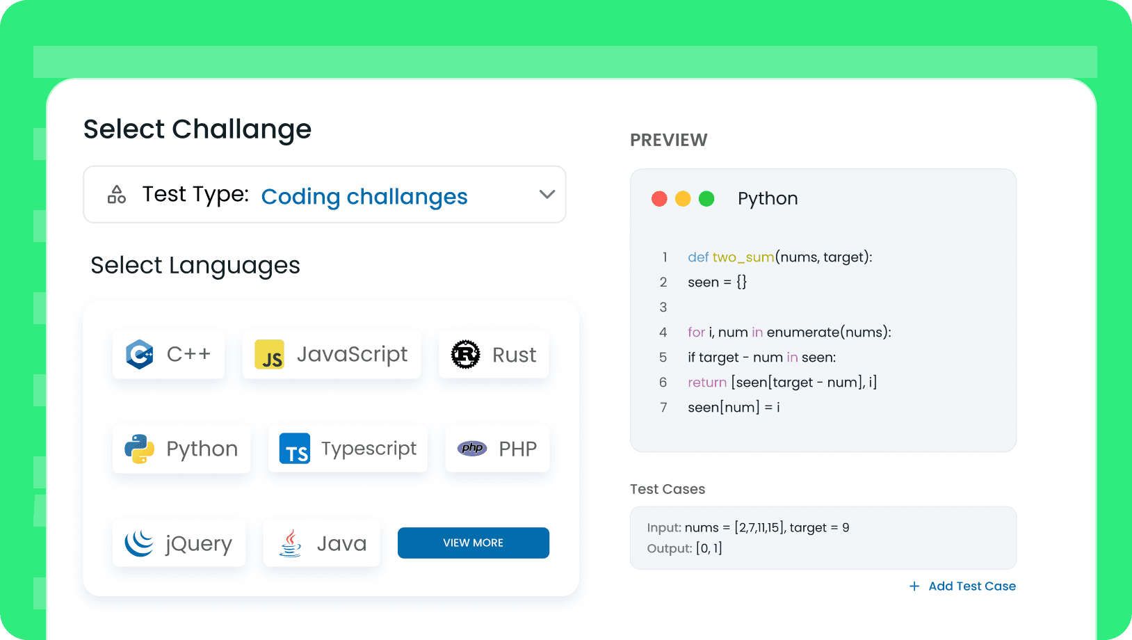 TestTrick assessment dashboard