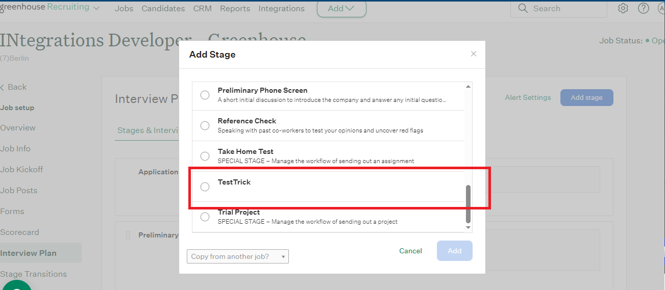 TestTrick Greenhouse Integration Step 3
