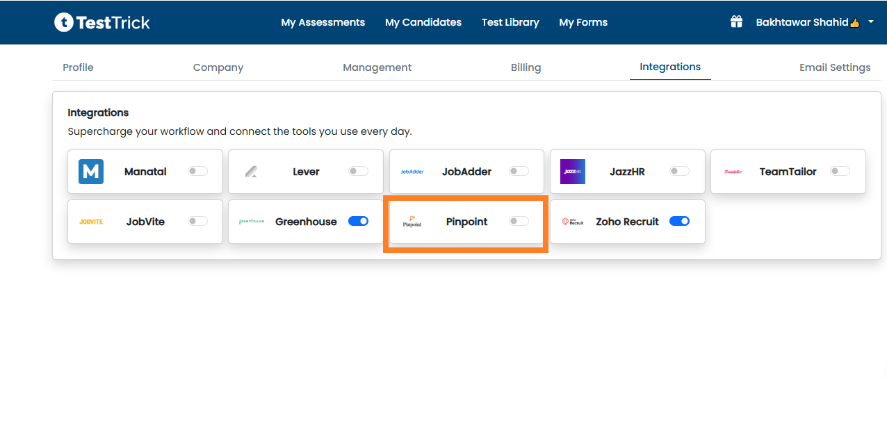 Enable Pinpoint Integration