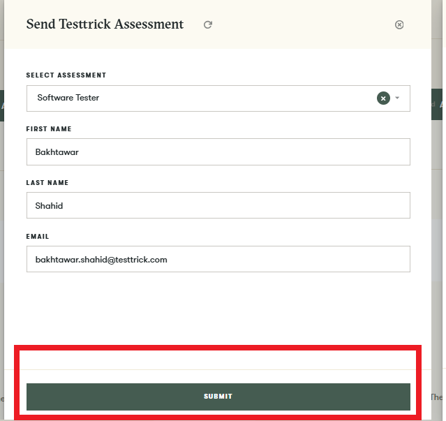 Submit Assessment Invitation