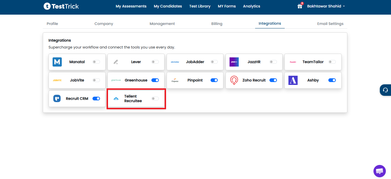 Enable Tellent Integration
