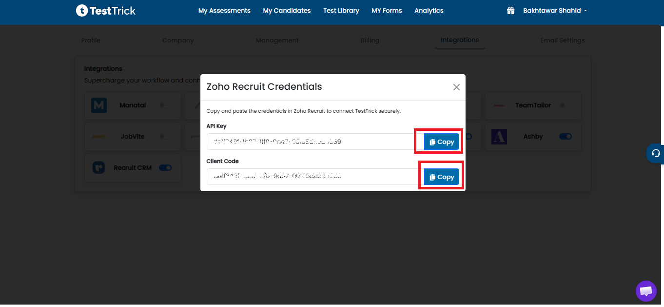 Enable Zoho Integration